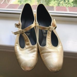 Vintage Gold Metallic Mary Jane Flats